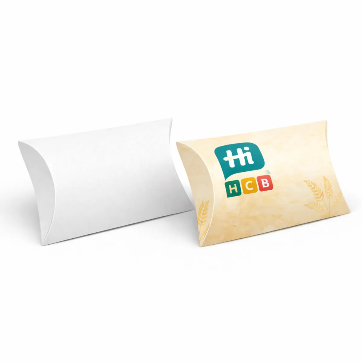 Ergonomic pillow-shaped cardboard packaging for hot tortilla wraps- featuring easy-open tabs and a sleek finish- class=